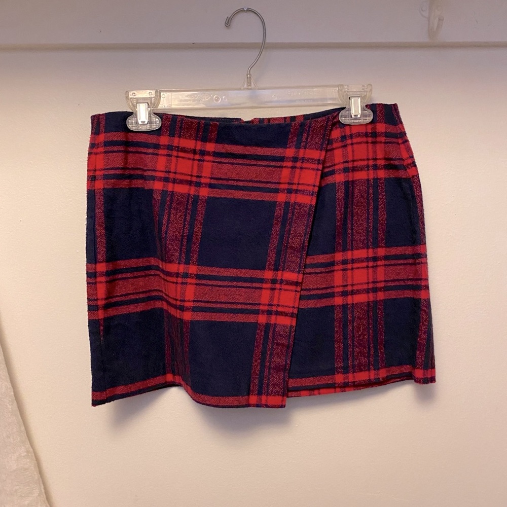 H&M Plaid Wrap-Style Asymmetrical Miniskirt